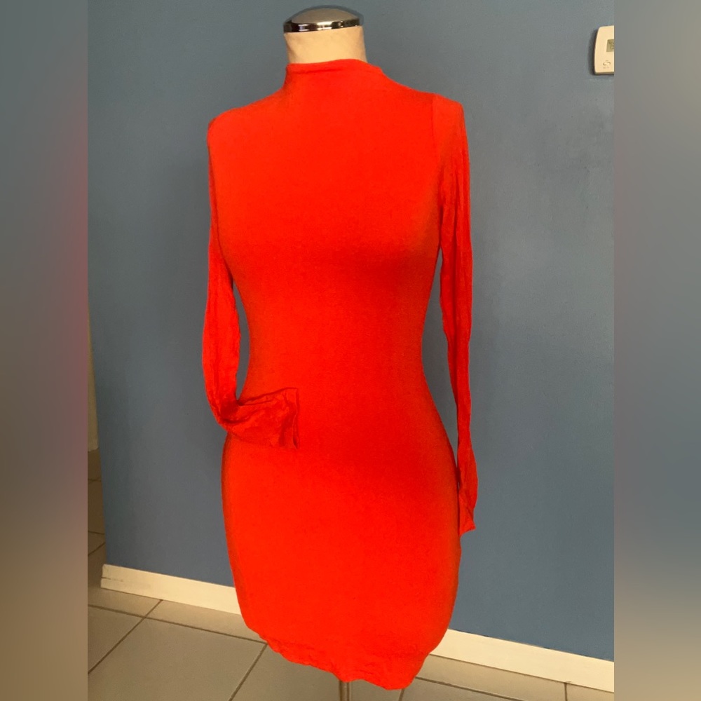 Bright orange naked wardrobe dress